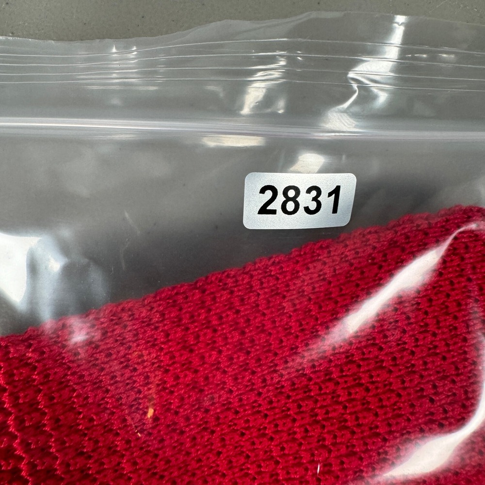 Lands End Neck Tie Red Cotton Square Knit Skinny Slim Made In USA Vintage - Picture 11 of 11